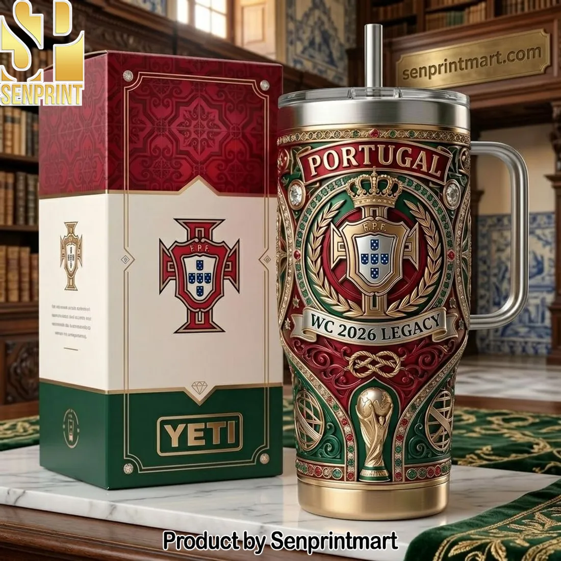 Portugal WC 2026 Legacy 3D Embossed Insulated Tumbler With Handle