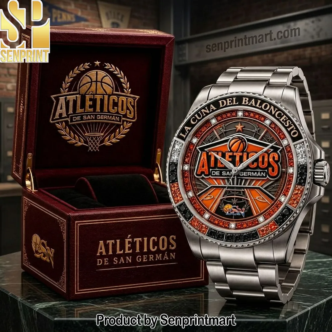 Atléticos de San Germán Basketball Luxury Commemorative Stainless Steel Watch