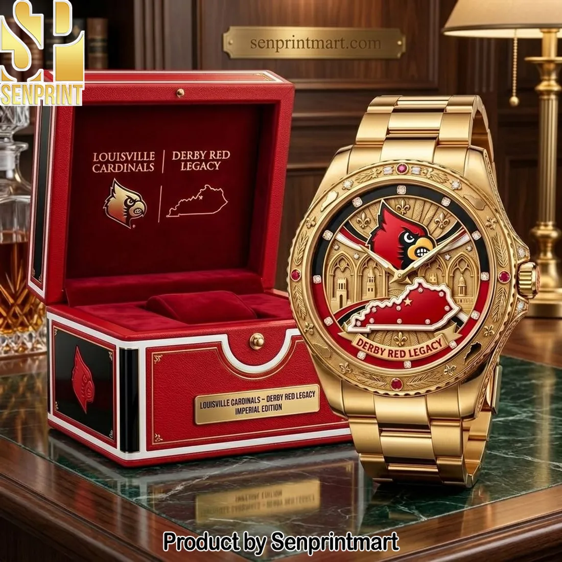 Louisville Cardinals Derby Red Legacy Imperial Edition Gold Luxury Watch