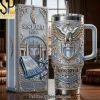 Celta Vigo Forza Celeste Premium Gold and Blue 40oz Tumbler With Handle Celta Vigo Forza Celeste Premium Gold and Blue 40oz Tumbler With Handle