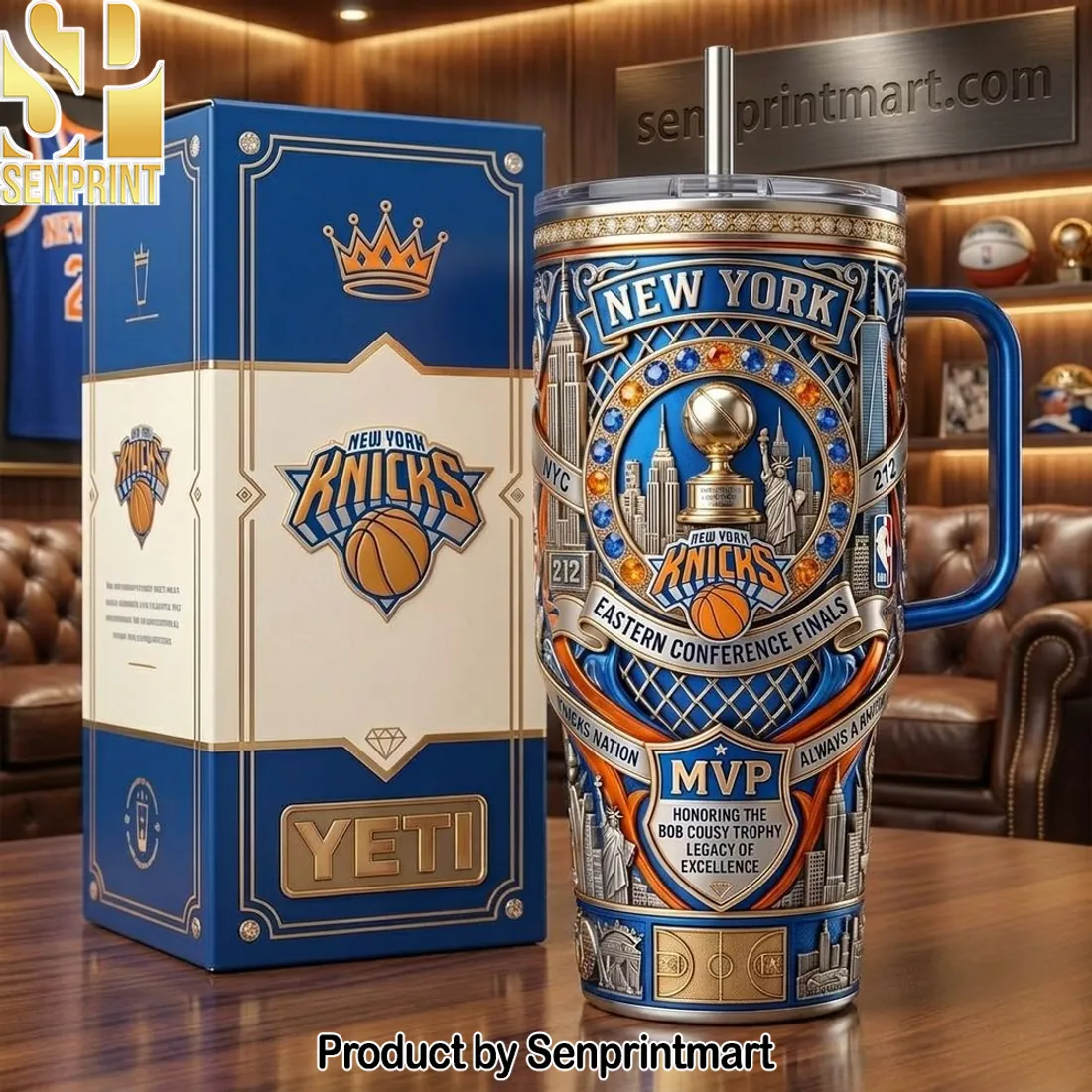 New York Knicks Eastern Conference Finals Commemorative 3D 40oz Tumbler with Handle