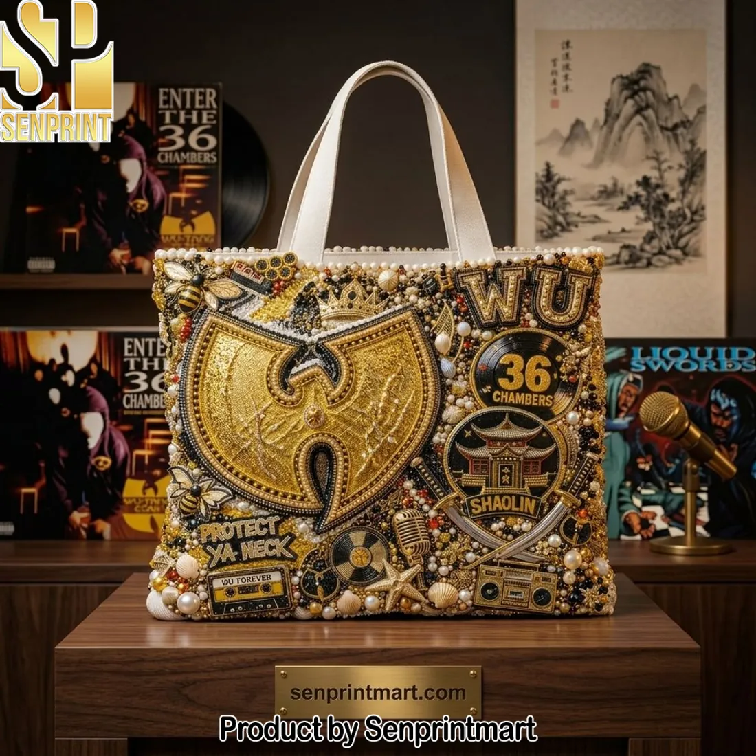 Wu-Tang Clan 36 Chambers Luxury Beaded Embellished Hip Hop Tote Bag