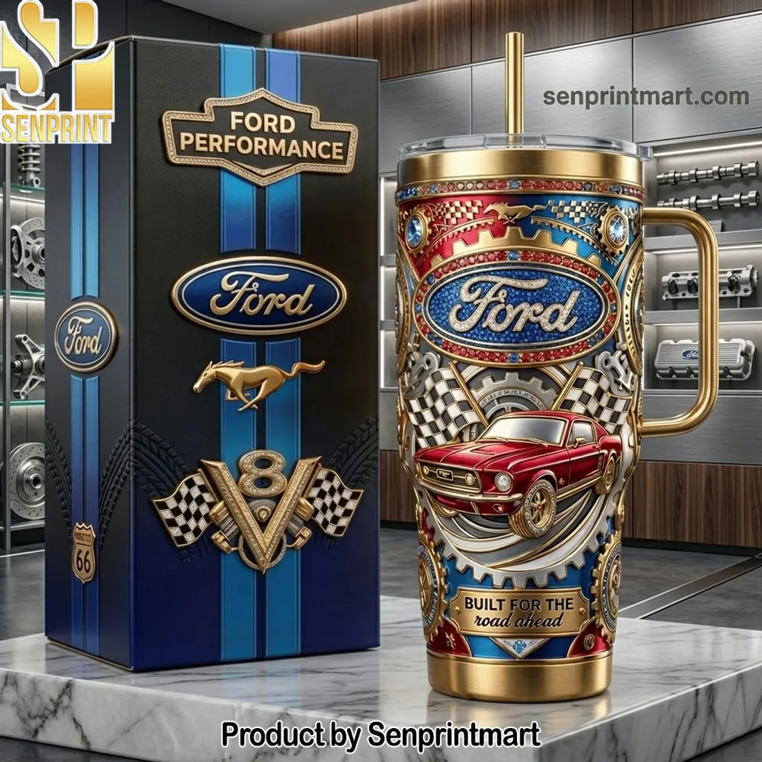 Ford Performance Mustang Built For The Road Ahead 40oz Tumbler with Handle