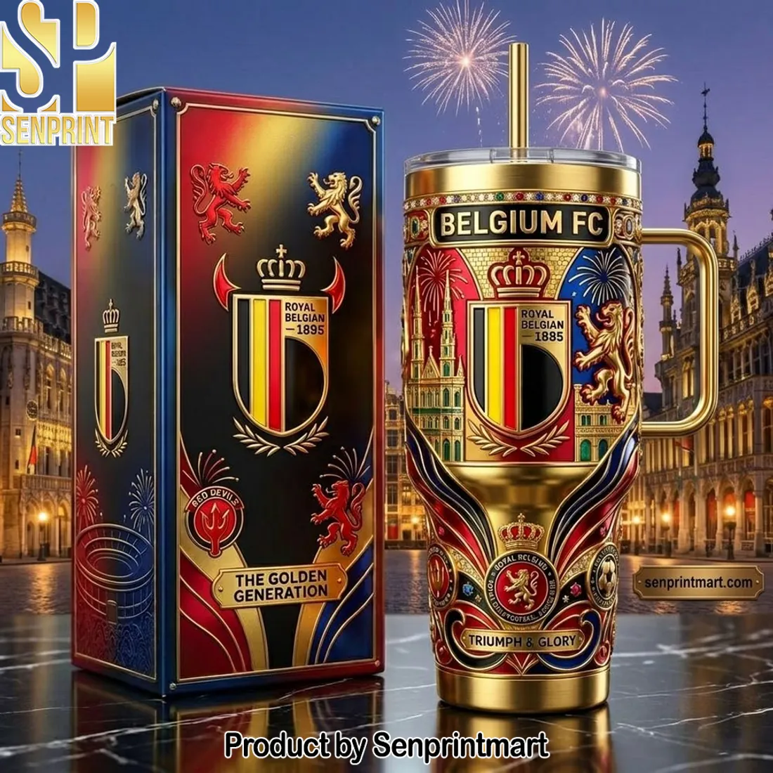 Belgium FC Royal Belgian 1885 Golden 3D Design 40oz Tumbler