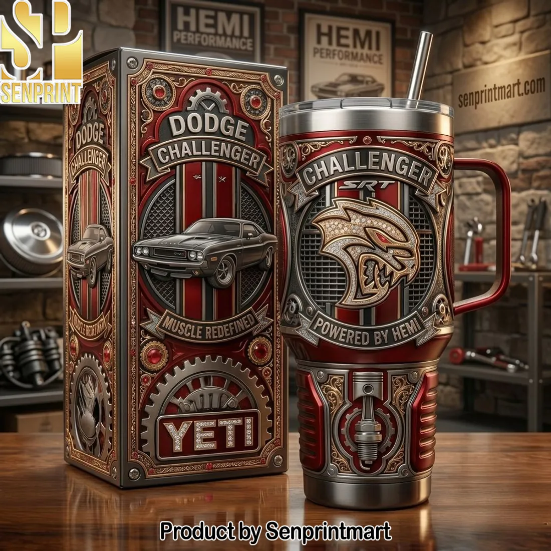 Dodge Challenger SRT Hellcat Premium Embossed Tumbler