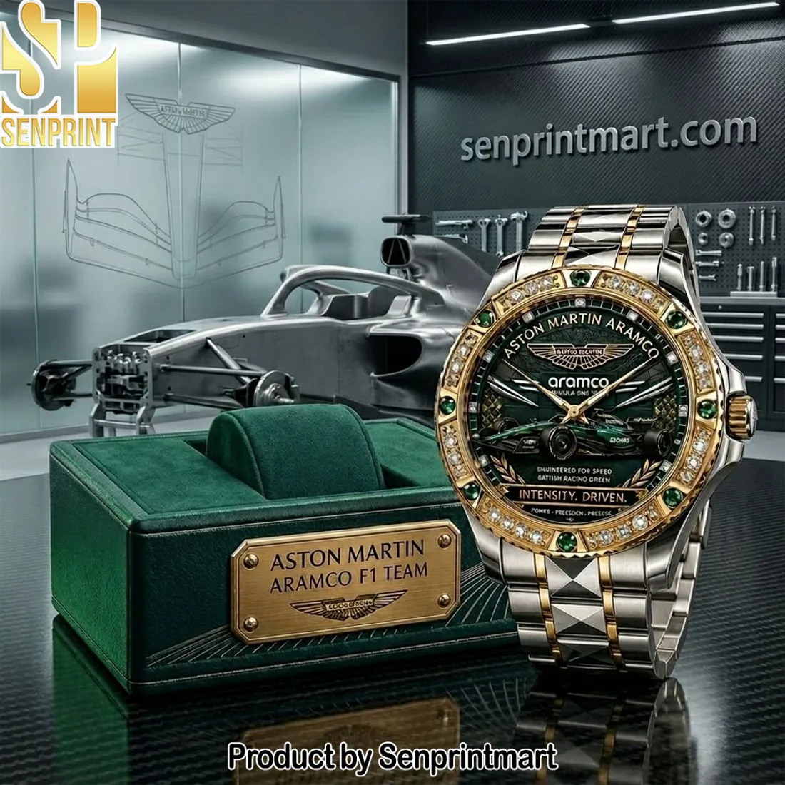 Aston Martin Aramco F1 Team Luxury Gold Two Tone Stainless Steel Watch