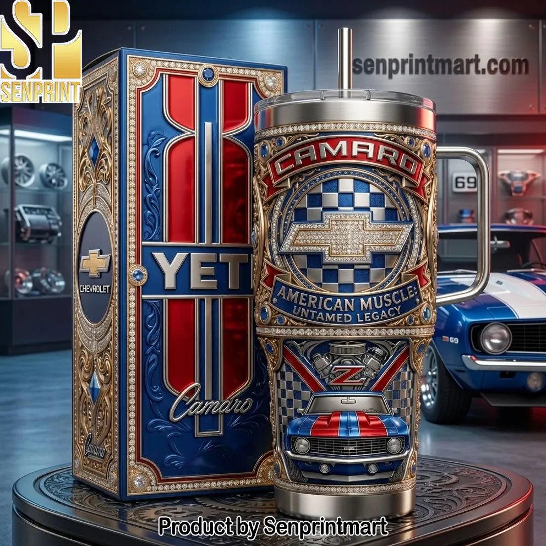 Chevrolet Camaro American Muscle Untamed Legacy Luxury 40oz Tumbler With Handle