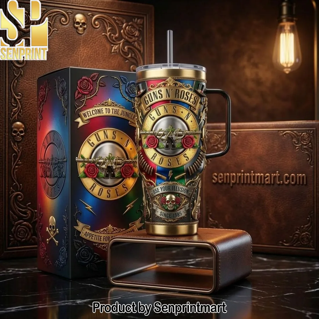 Guns N Roses Welcome To The Jungle Vintage 40oz Tumbler With Handle