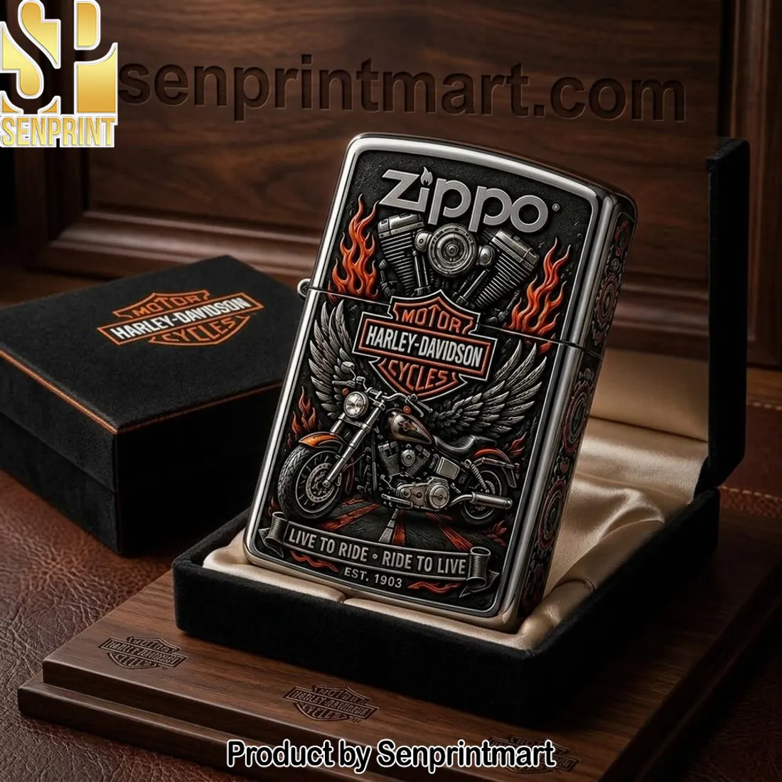 Harley-Davidson Live to Ride Ride to Live 3D Embossed Zippo Lighter