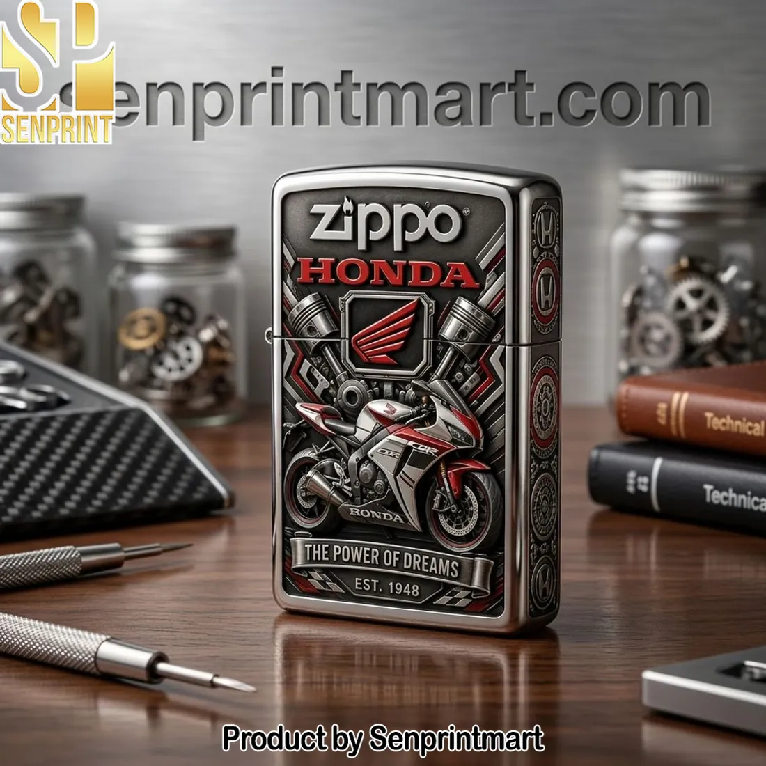 Honda Est 1948 The Power of Dreams Premium 3D Relief Zippo Lighter