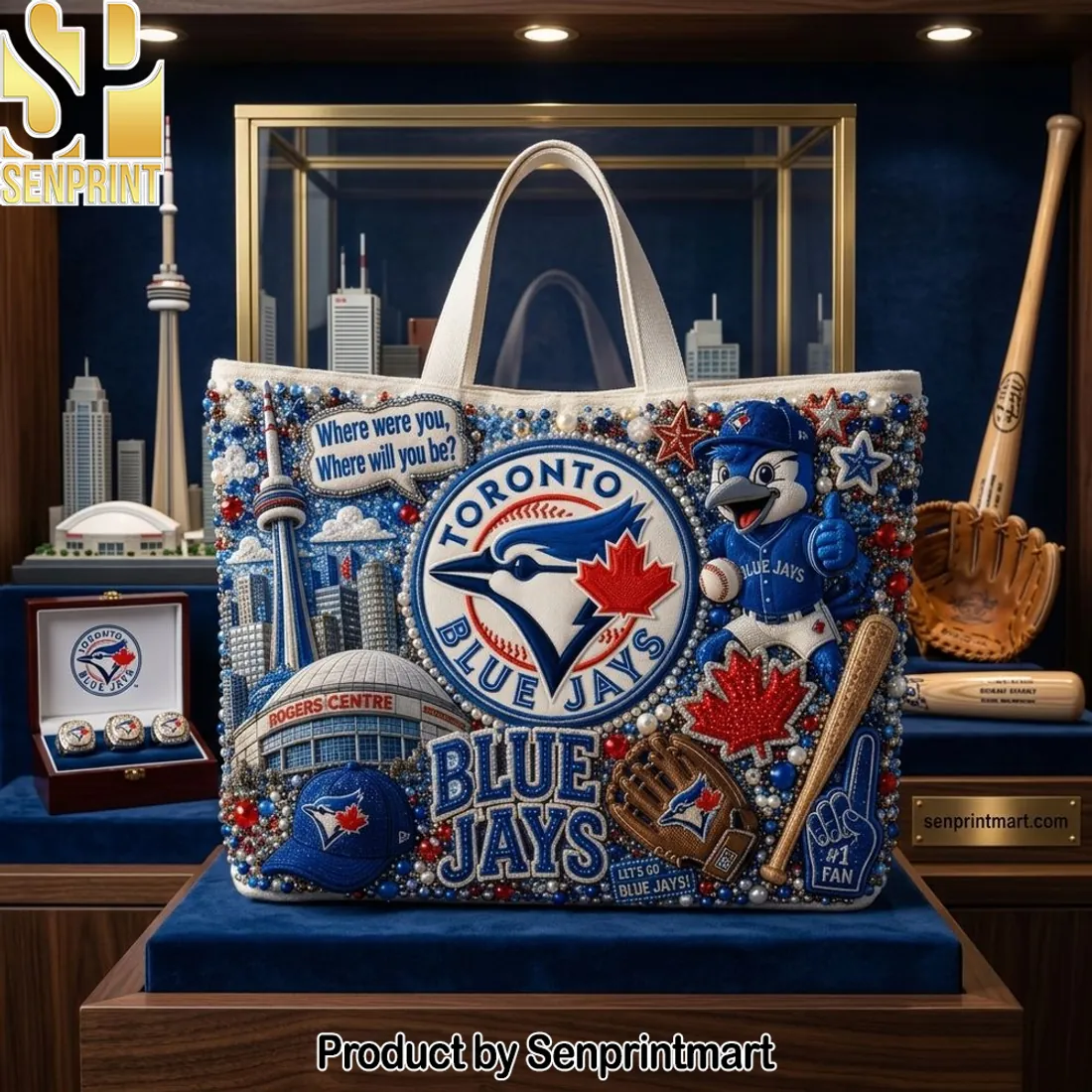 Toronto Blue Jays Embellished Rogers Centre Fan Tote Bag