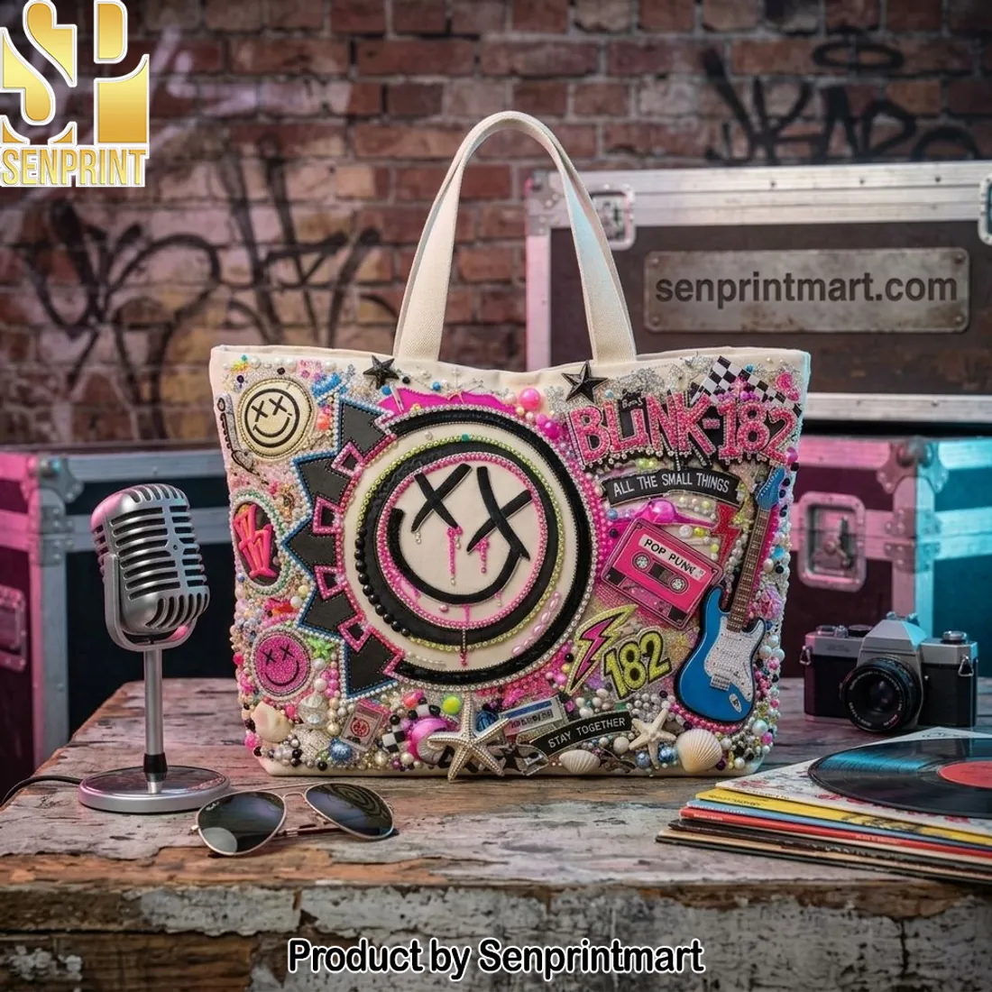 Blink-182 All The Small Things Embellished Pop Punk Tote Bag