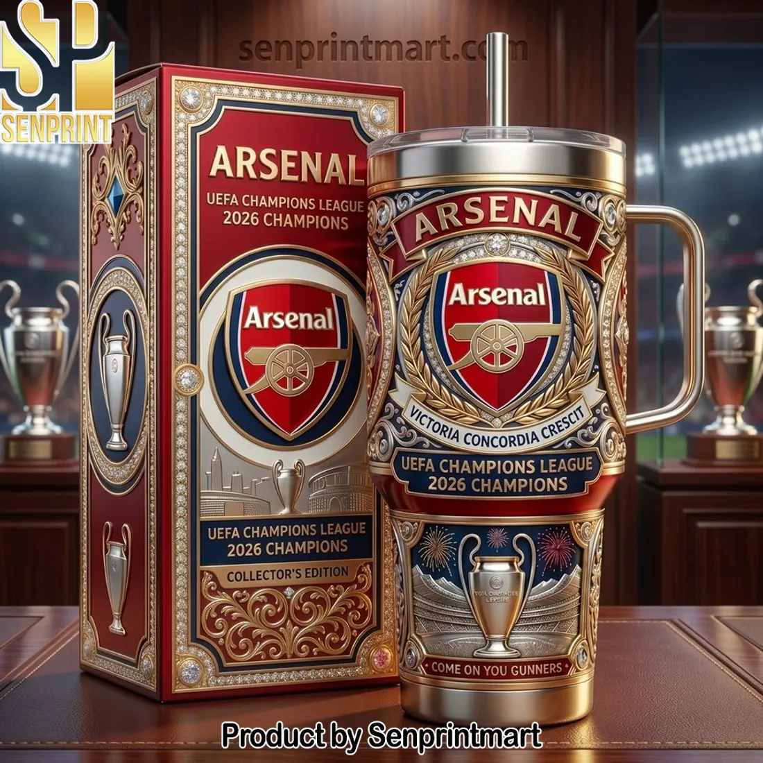 Arsenal UEFA Champions League 2026 Champions Collector’s Edition 40oz Tumbler with Handle