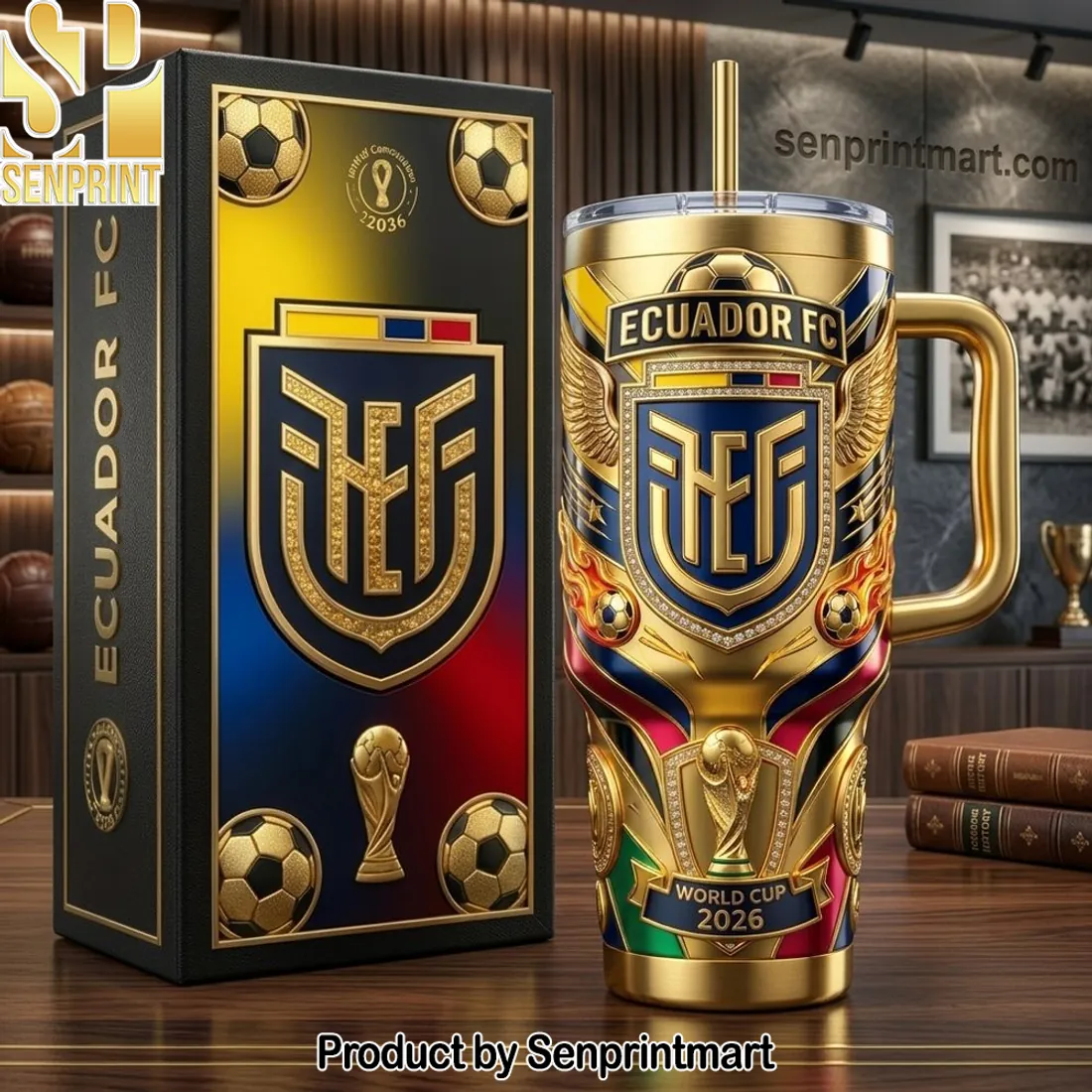 Ecuador FC World Cup 2026 Gold Luxury Insulated 40oz Tumbler