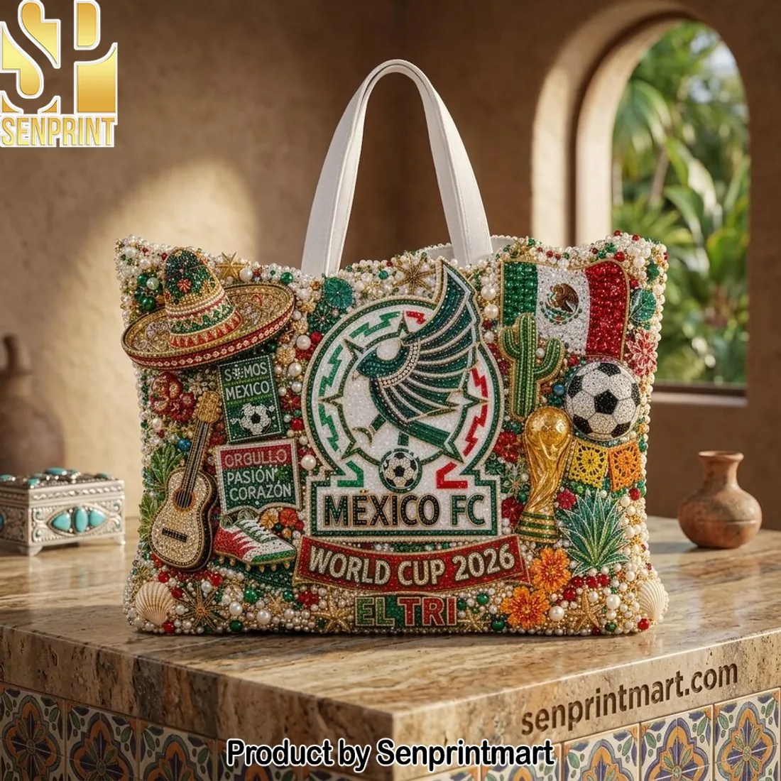Mexico FC World Cup 2026 El Tri Commemorative Beaded Tote Bag