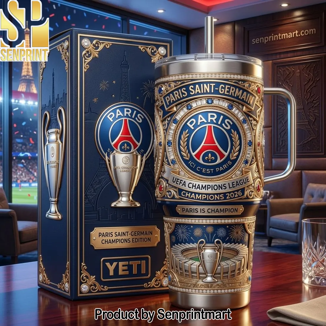 Paris Saint-Germain UEFA Champions League 2026 Yeti 40oz Tumbler