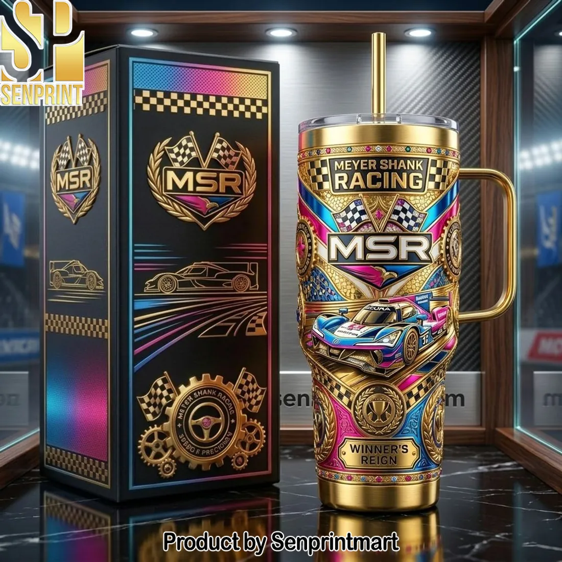 Meyer Shank Racing MSR Winner’s Reign Gold 3D Embossed 40oz Tumbler With Handle