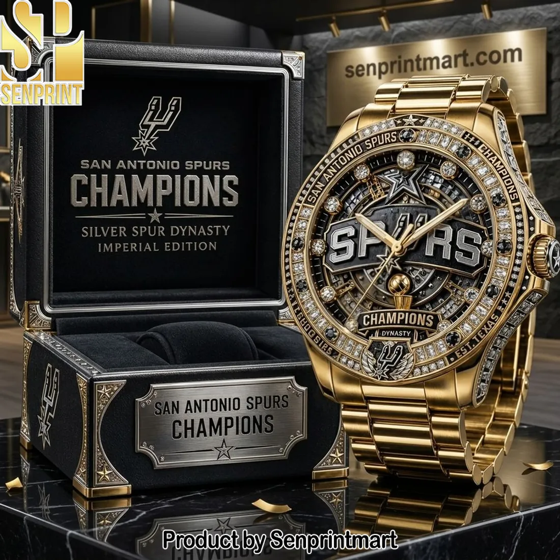 San Antonio Spurs Champions Imperial Edition Gold Stainless Steel Watch