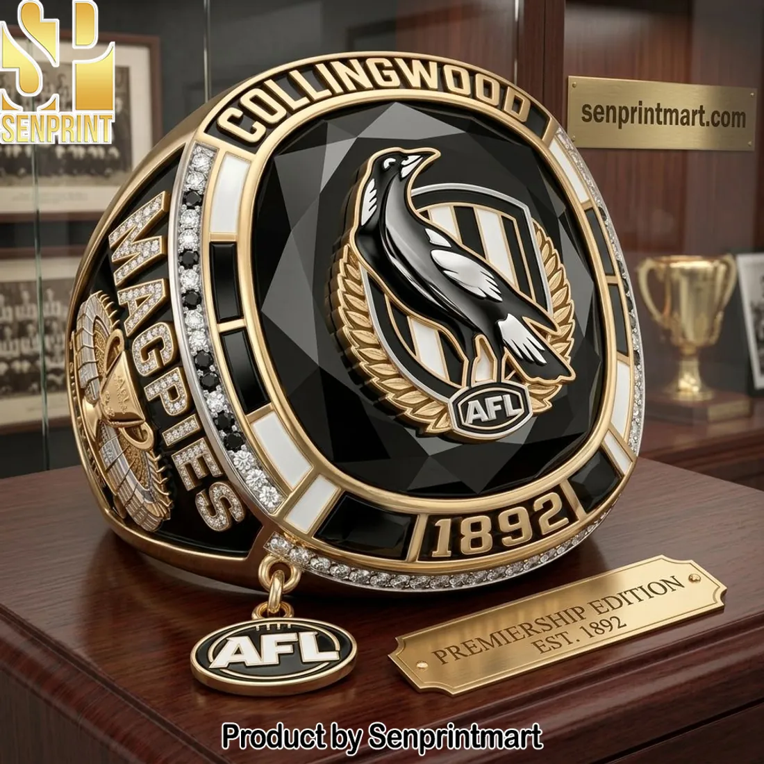 Collingwood Magpies AFL Premiership Edition Diamond Ring