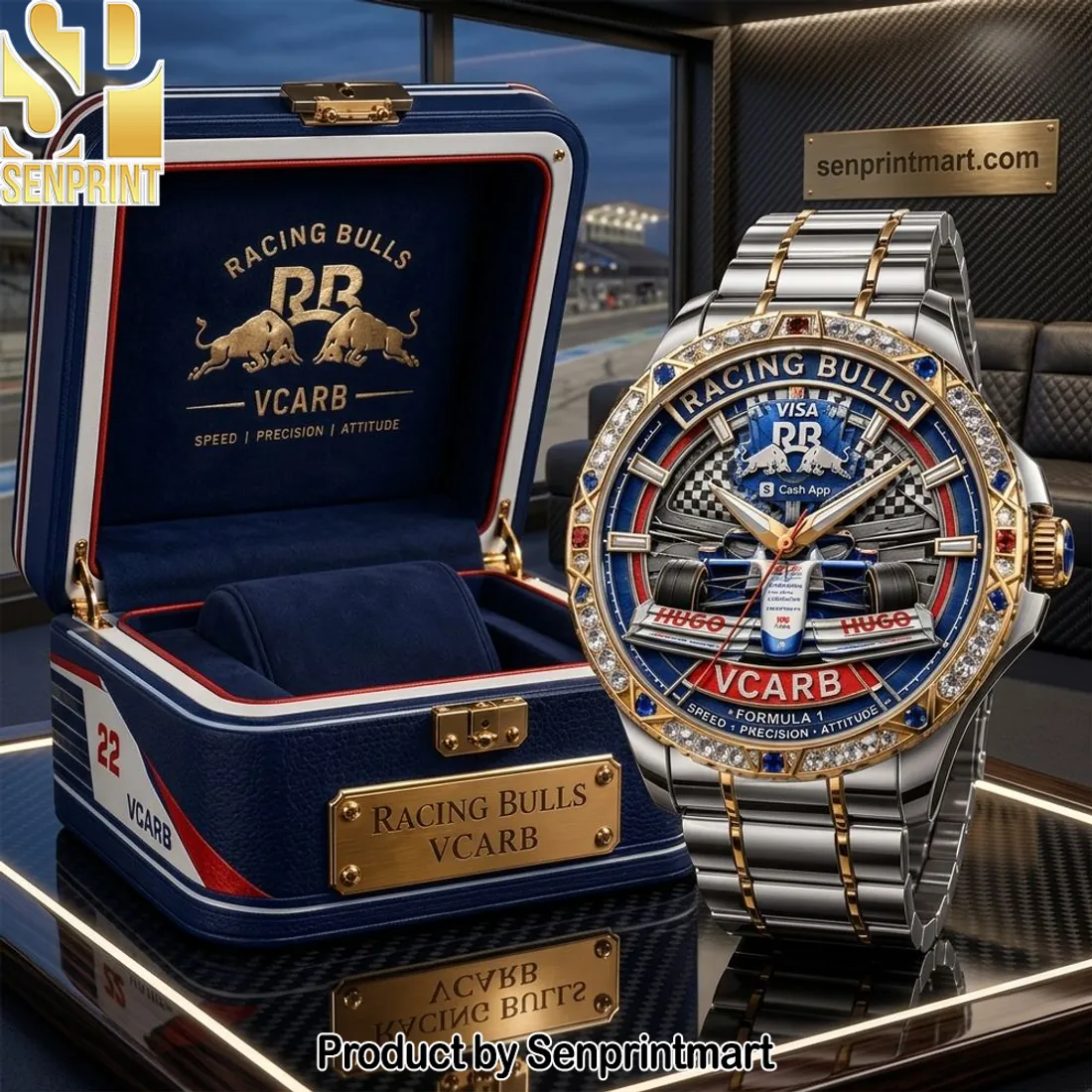 Racing Bulls VCARB Luxury Men’s Diamond Bezel Watch