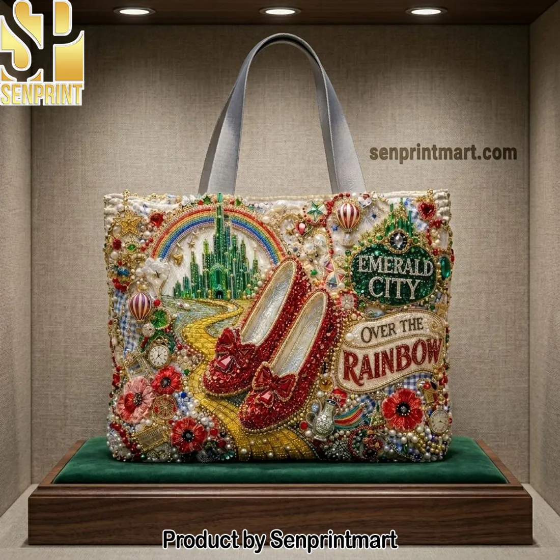 Emerald City Wizard of Oz Embroidered Luxury Tote Bag