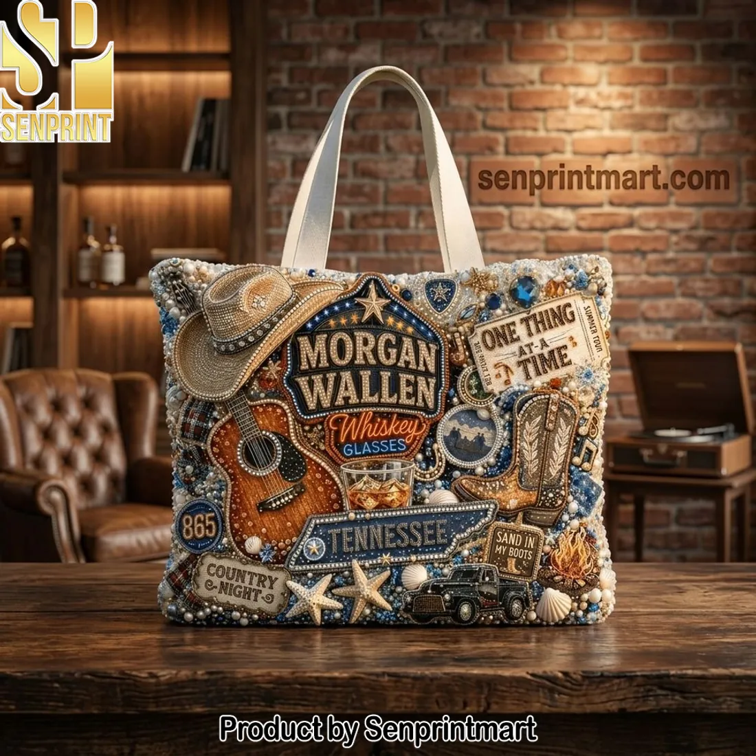 Morgan Wallen One Thing At A Time Summer Tour Embellished Tote Bag
