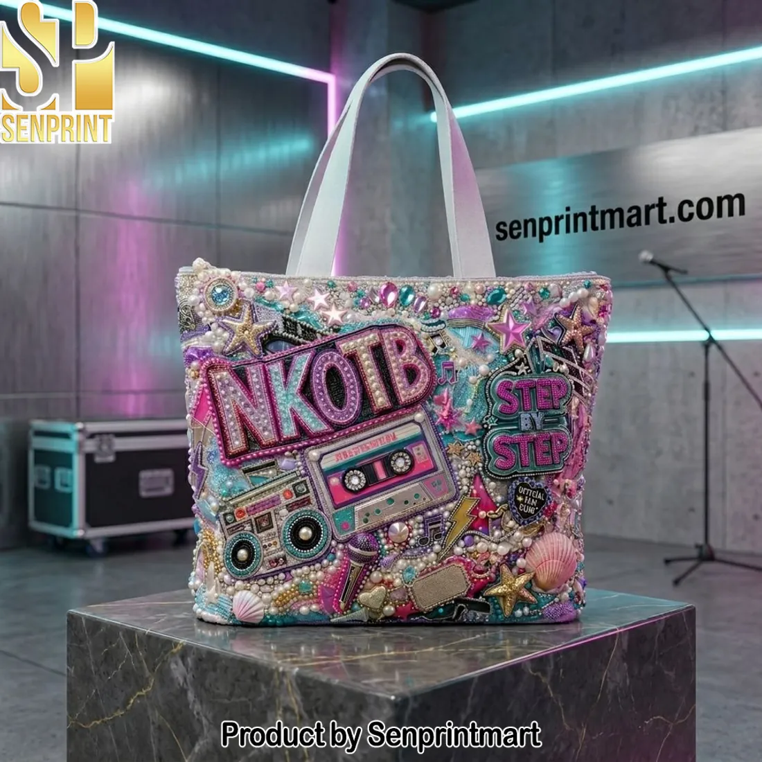 NKOTB Step By Step Embellished Retro Fan Tote Bag