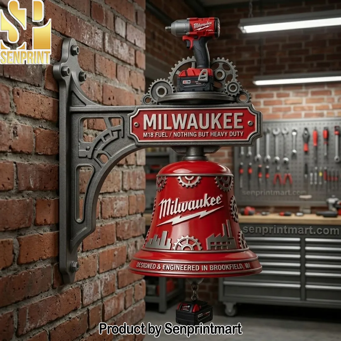 Milwaukee M18 Fuel Nothing But Heavy Duty Vintage Cast Iron Garage Wall Bell