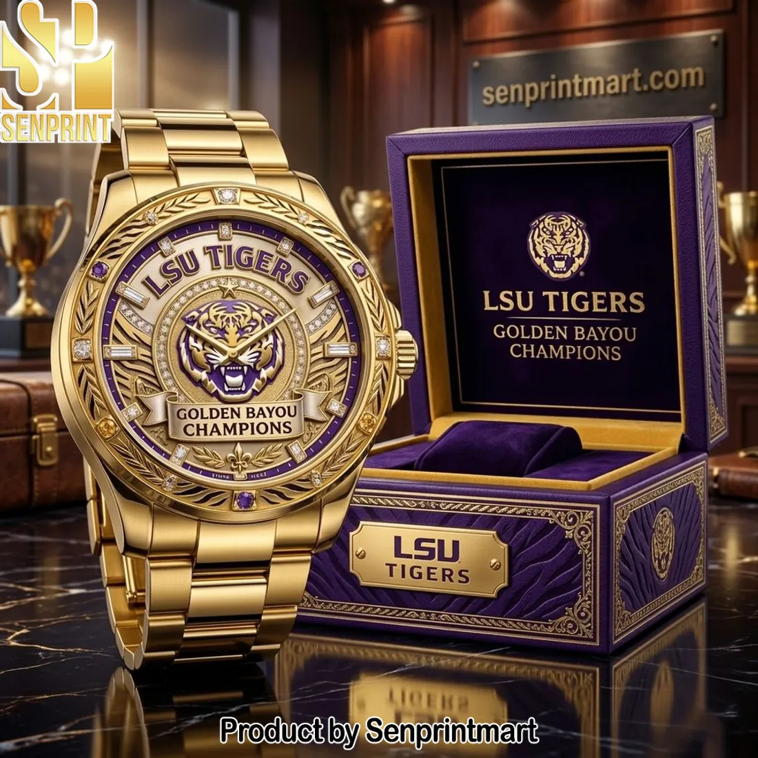 LSU Tigers Golden Bayou Champions Stainless Steel Watch