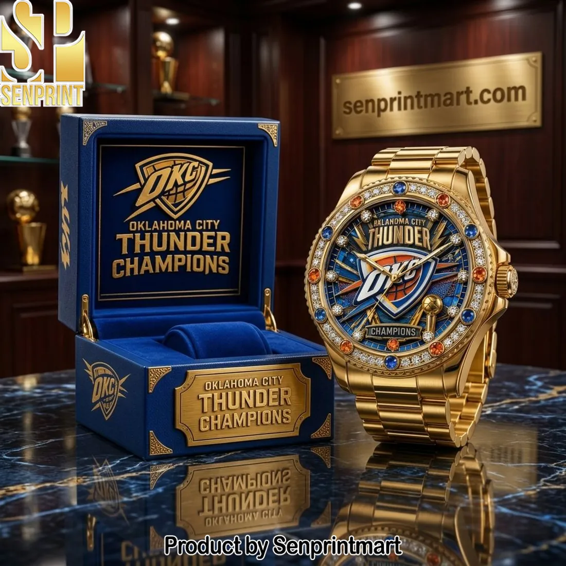 Oklahoma City Thunder Champions Luxury Gold Stainless Steel Watch