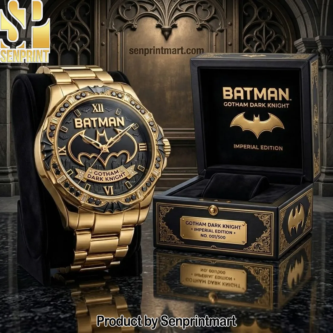 Batman Gotham Dark Knight Imperial Edition Luxury Gold Stainless Steel Watch
