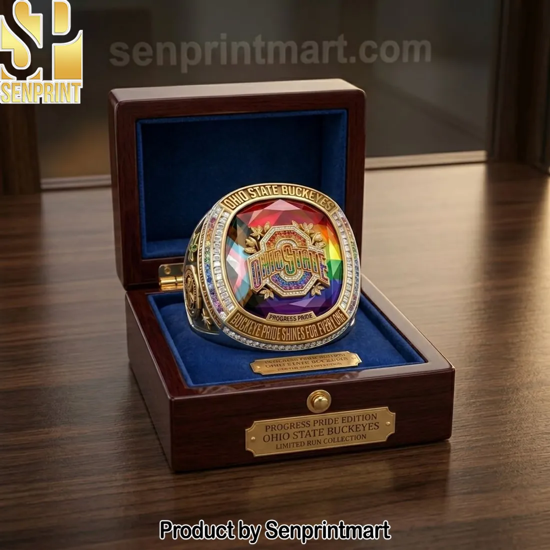 Ohio State Buckeyes Progress Pride Limited Edition Rainbow Gemstone Ring
