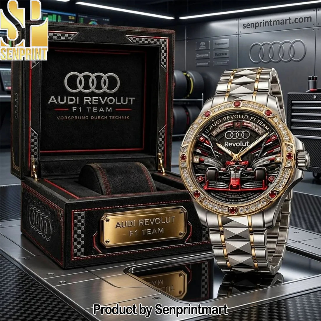 Audi Revolut F1 Team Luxury Stainless Steel Diamond Bezel Watch