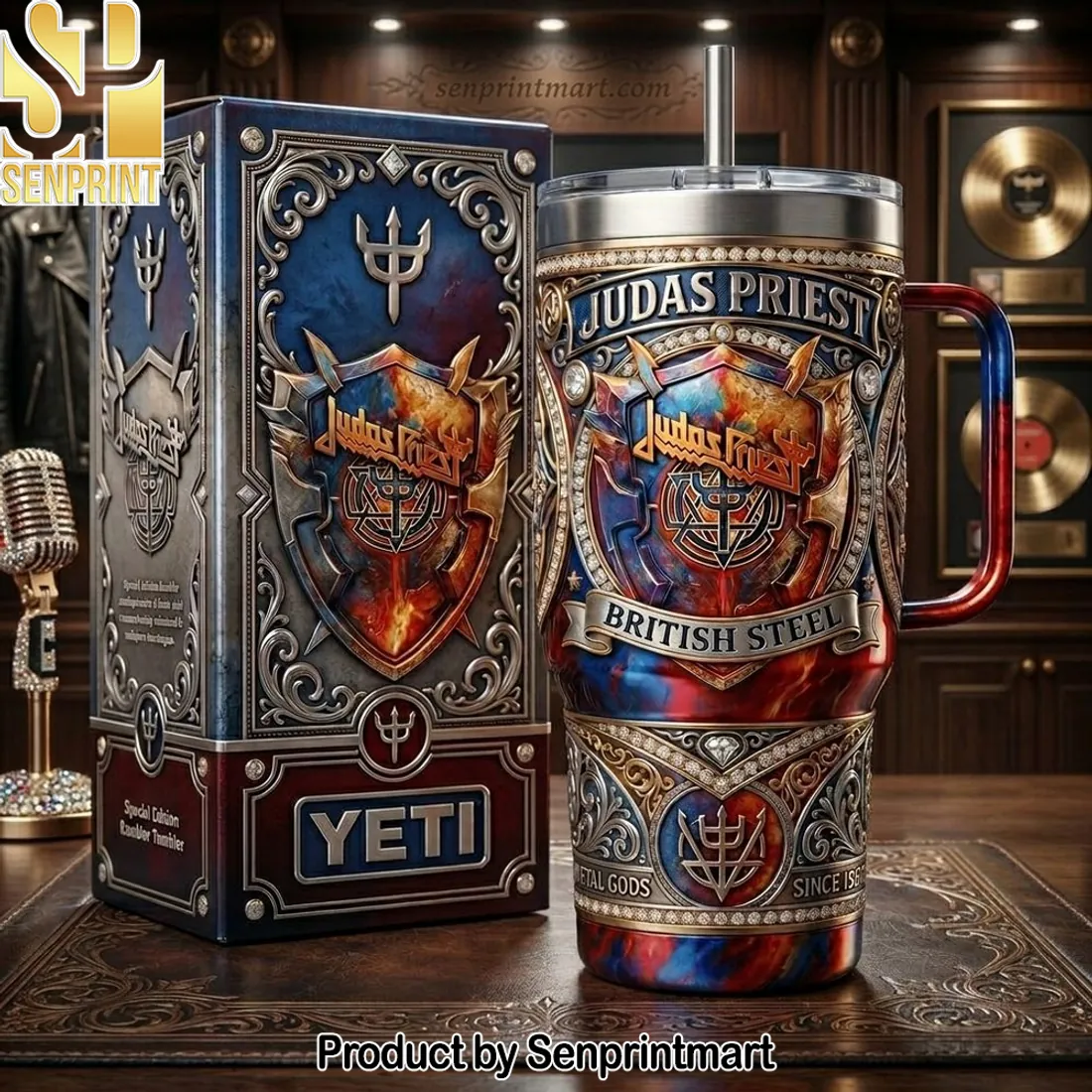 Judas Priest British Steel Special Edition 3D Embossed 40oz Tumbler With Handle