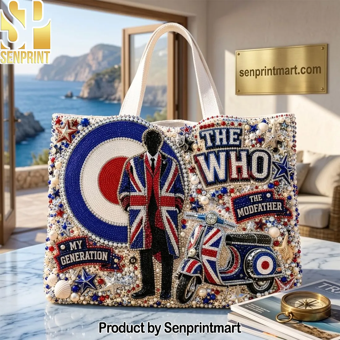 The Who My Generation Luxury Beaded Embellished Tote Bag