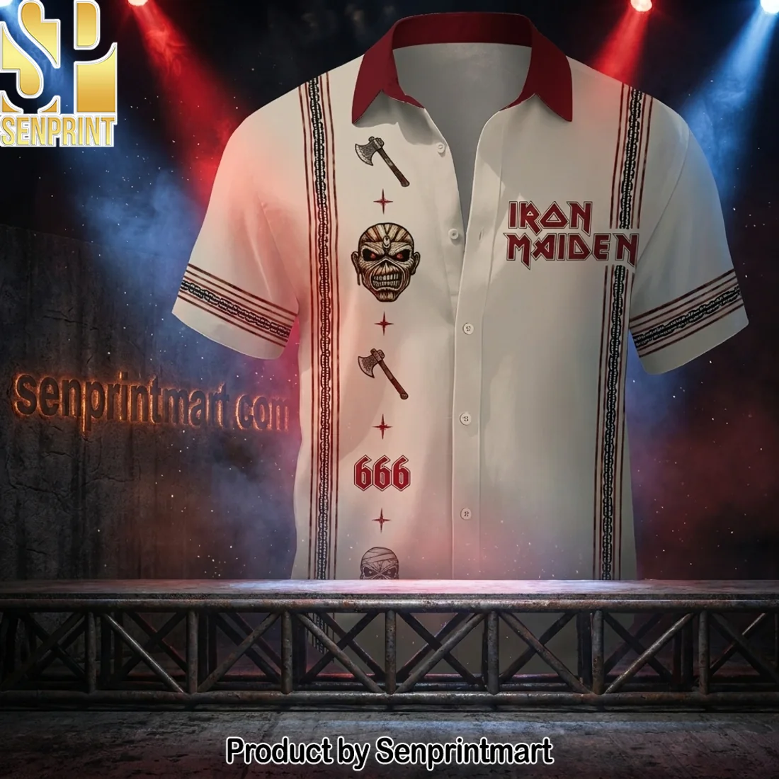 Iron Maiden The Trooper Eddie Heavy Metal Band Vintage Graphic Short Sleeve Hawaiian Shirt Iron Maiden The Trooper Eddie Heavy Metal Band Vintage Graphic Short Sleeve Hawaiian Shirt