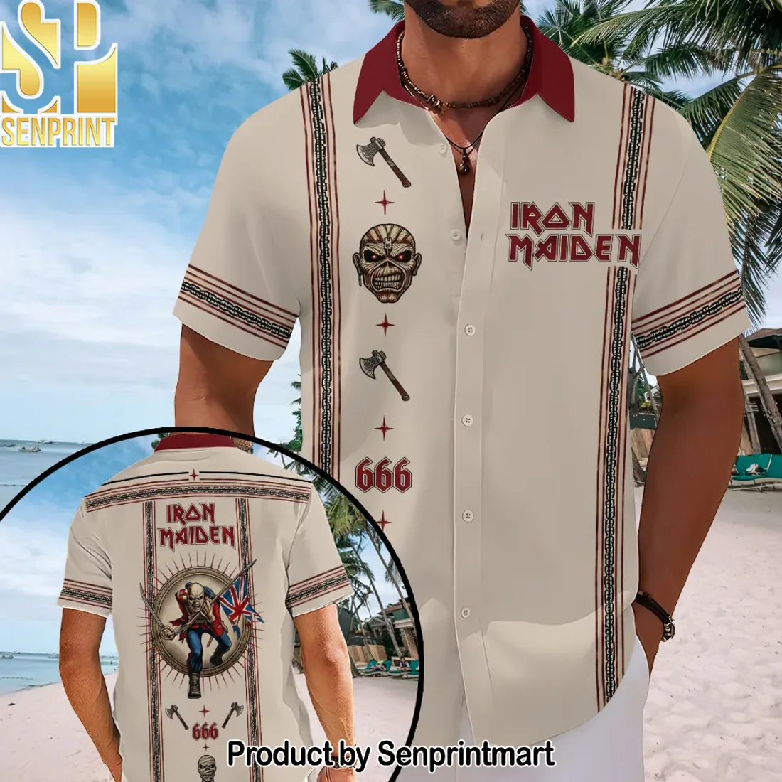 Iron Maiden The Trooper Eddie Heavy Metal Band Vintage Graphic Short Sleeve Hawaiian Shirt Iron Maiden The Trooper Eddie Heavy Metal Band Vintage Graphic Short Sleeve Hawaiian Shirt