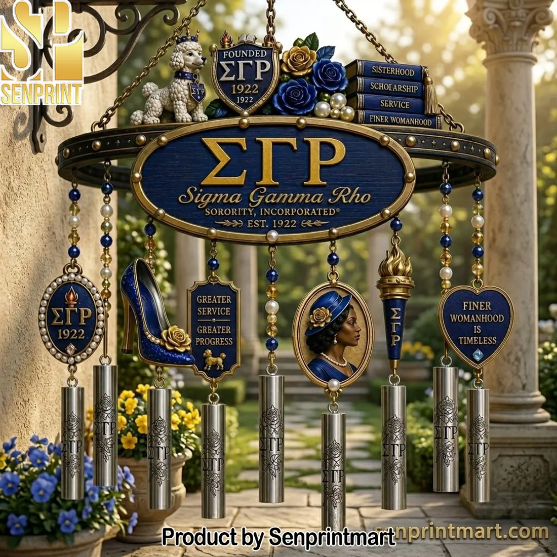 Sigma Gamma Rho ΣΓΡ 1922 Sorority Finer Womanhood Premium Wind Chime