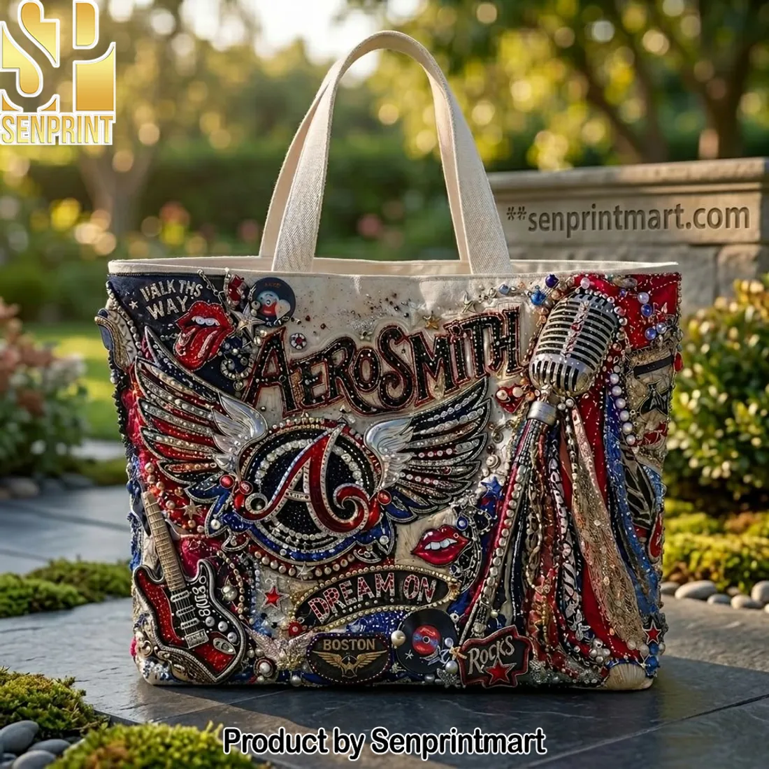 Aerosmith ‘Walk This Way’ ‘Dream On’ Beaded Rock Band Tote Bag