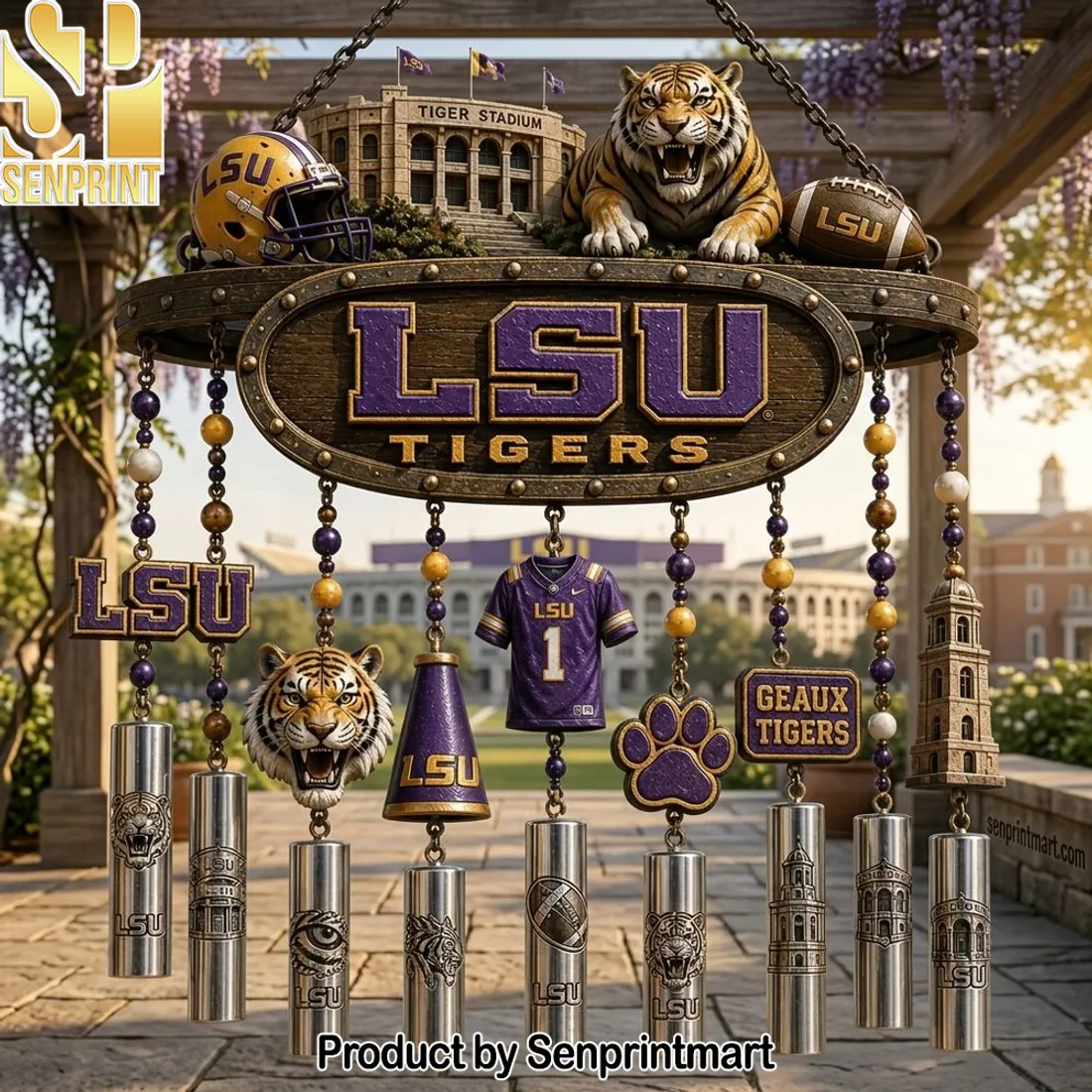 LSU Tigers Premium 3D Tiger Stadium Wind Chime