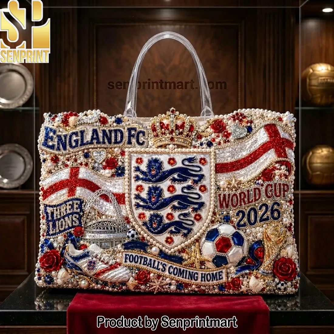 England FC World Cup 2026 Luxury Embellished Tote Bag