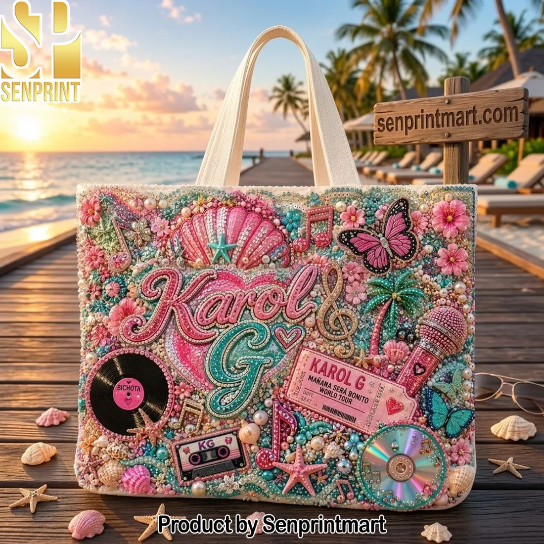 Karol G Manana Sera Bonito World Tour Embellished Tote Bag