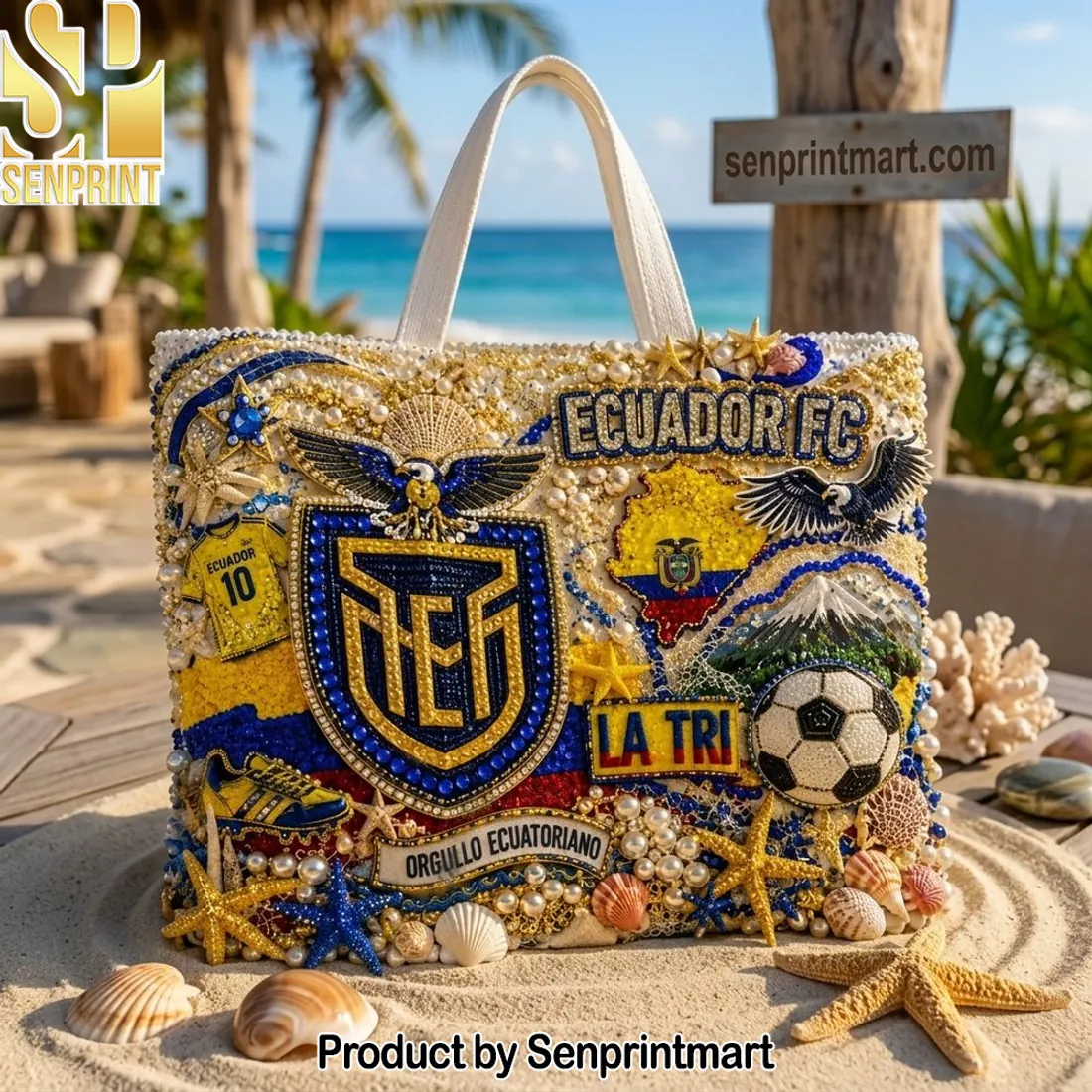 Ecuador FC La Tri Embellished Pearl Tote Bag