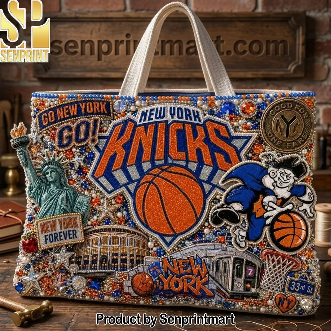 New York Knicks New York Forever Embellished Fan Tote Bag