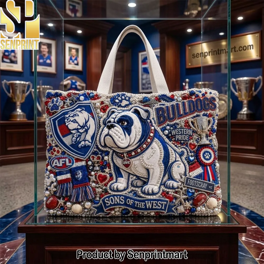 Western Bulldogs Sons of the West AFL Premium Beaded Tote Bag
