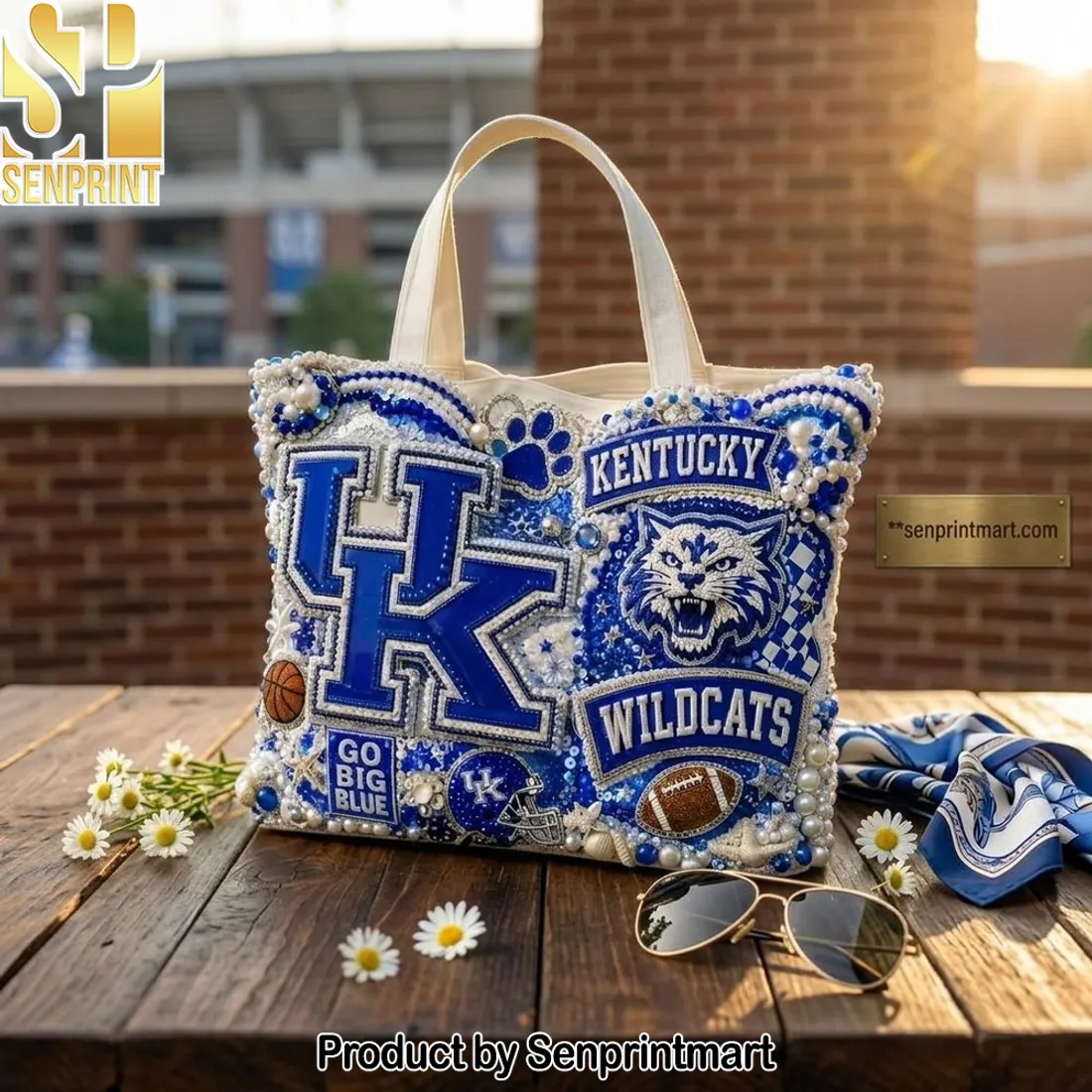 Kentucky Wildcats Beaded Game Day Luxury Embellished Tote Bag