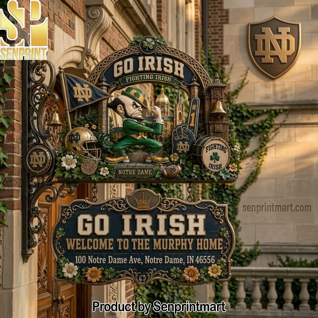 Personalized Notre Dame Fighting Irish Go Irish Custom Family Welcome Sign