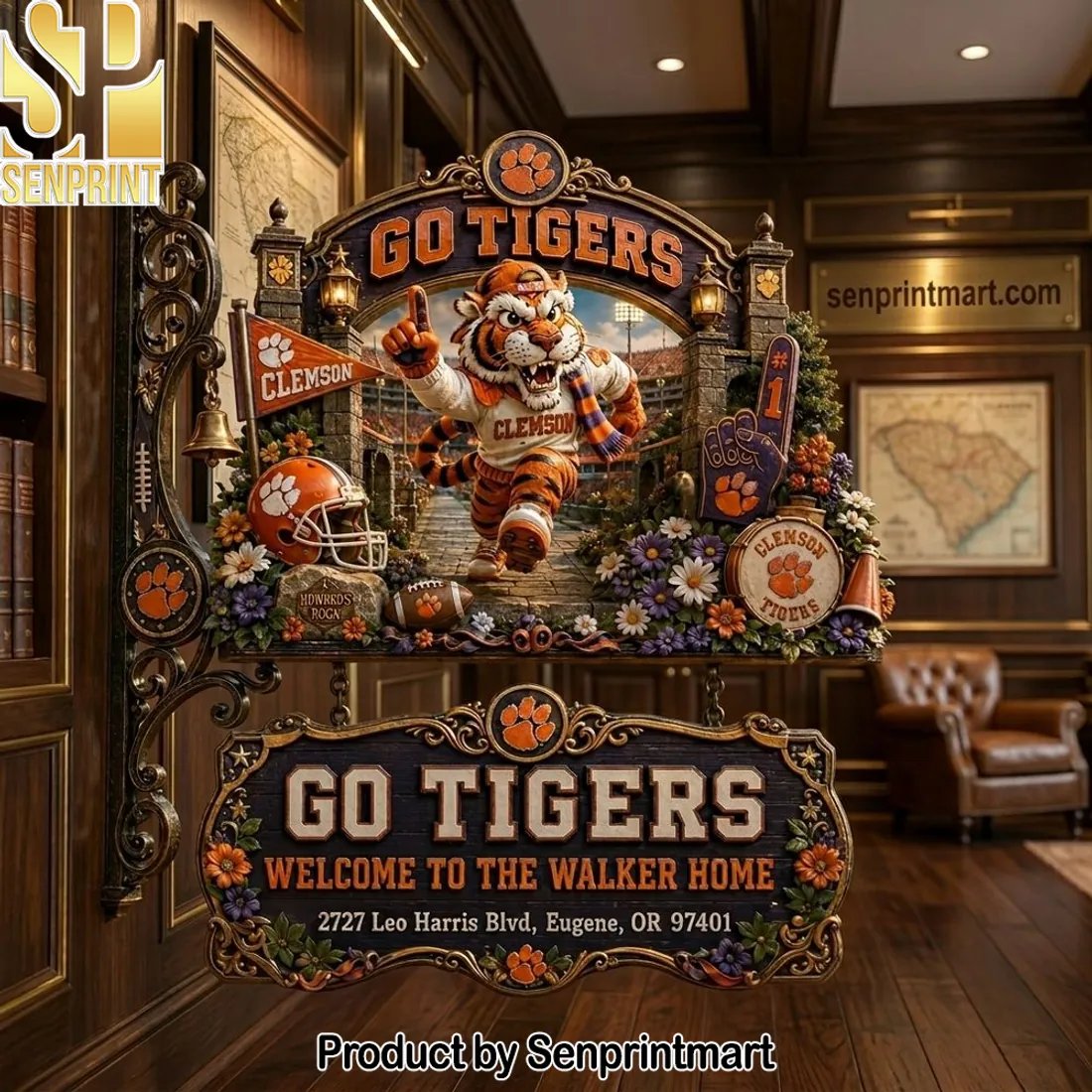 Clemson Tigers Go Tigers Personalized Family Name 3D Welcome Sign