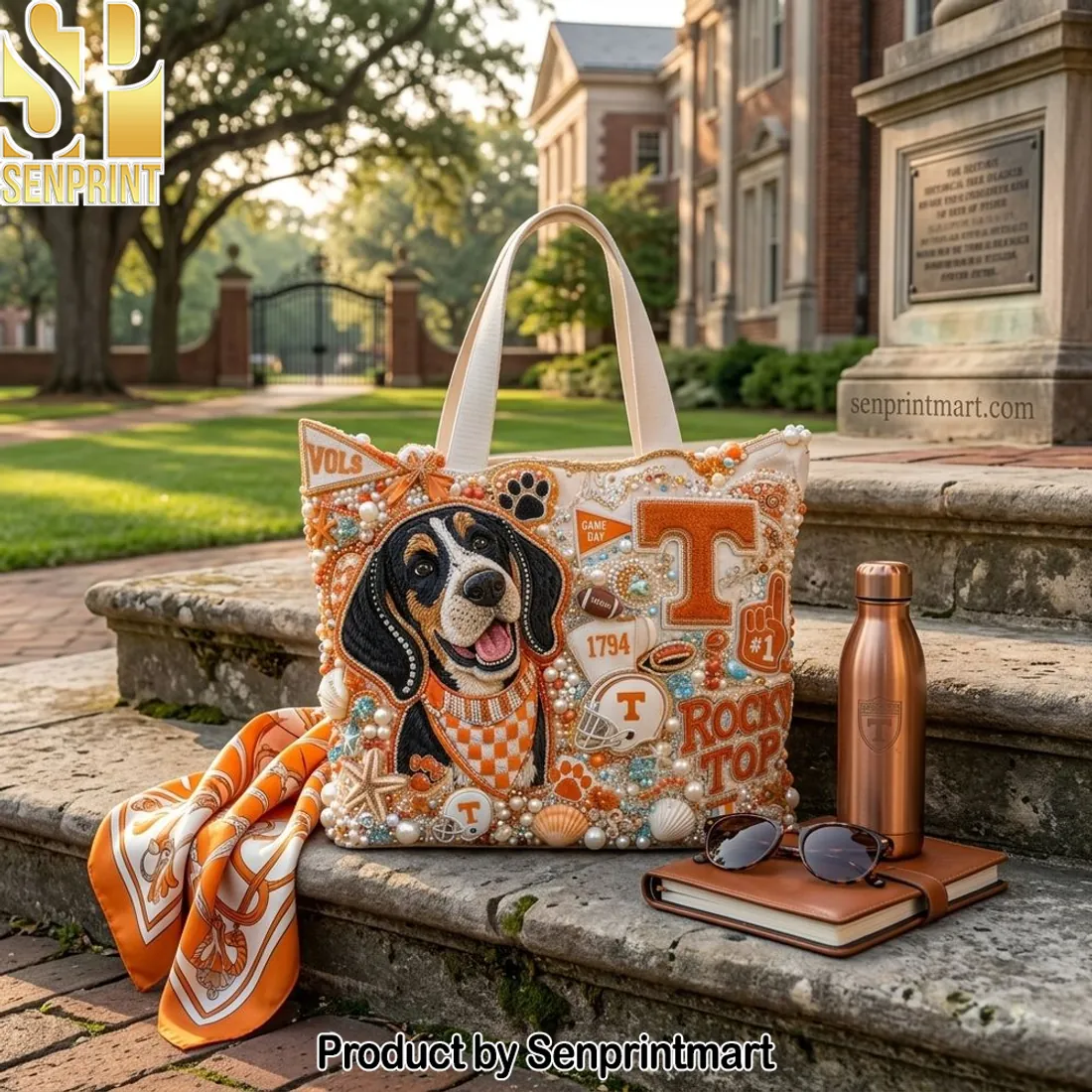 Tennessee Volunteers Rocky Top Smokey Mascot Beaded Game Day Tote Bag
