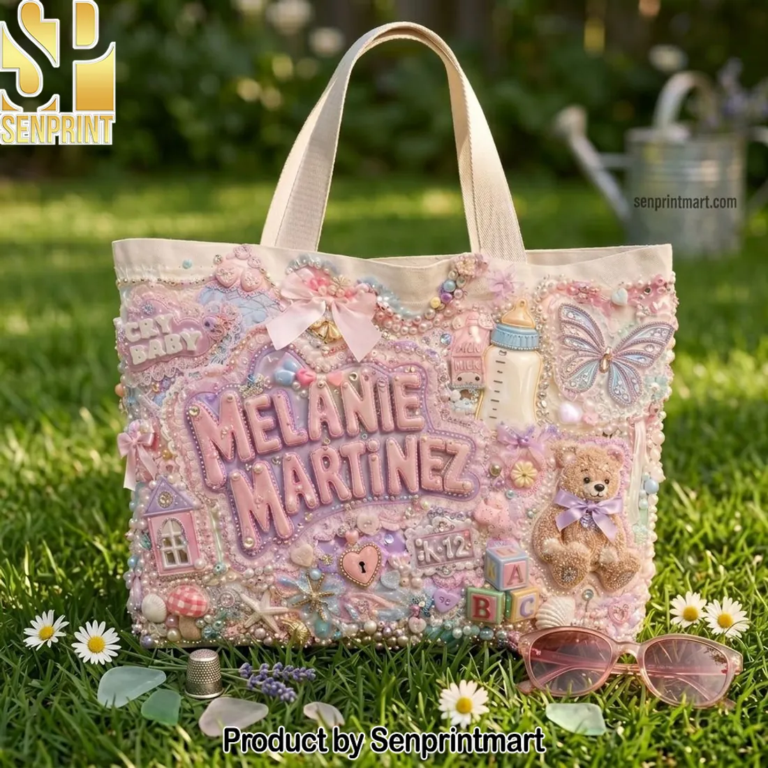 Melanie Martinez Cry Baby Pastel Coquette Beaded Tote Bag